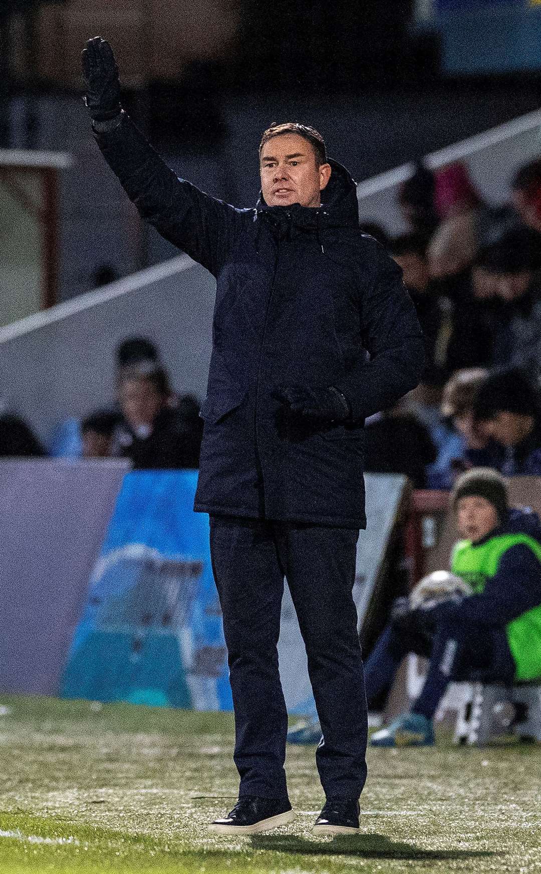 Derek Adams gives instructions to his players during Ross County's 3-0 win over Motherwell in December 2023. Picture: Ken Macpherson